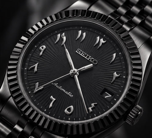 Cadran noir d'une Seiko Mod Datejust automatique
