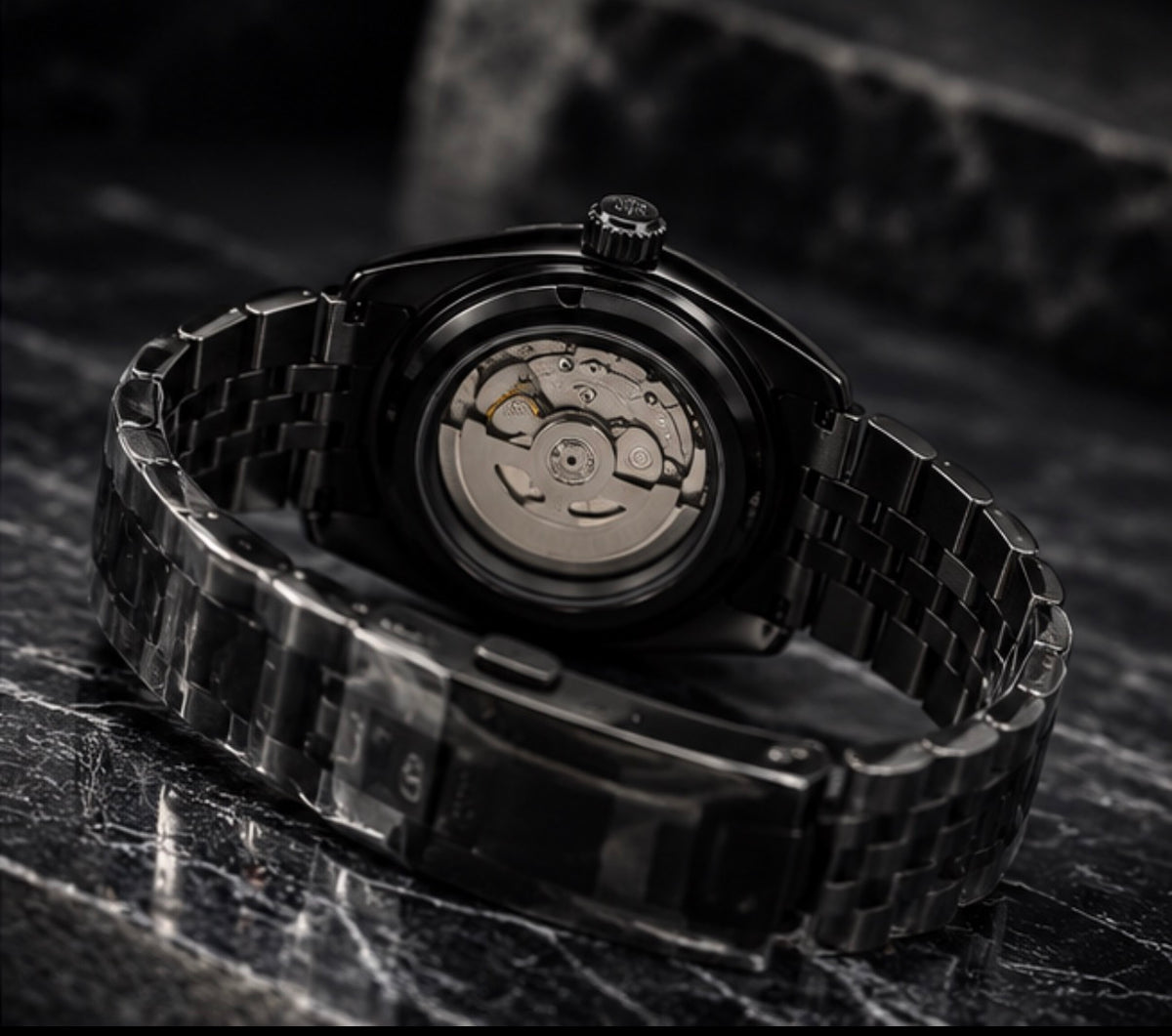Dos d'une Seiko Mod Datejust Black automatique